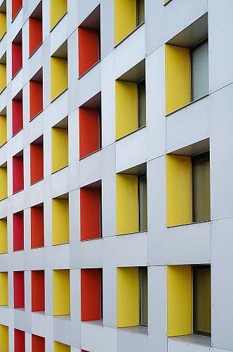 office building white, yellow, and red concrete multi-storey building boston
